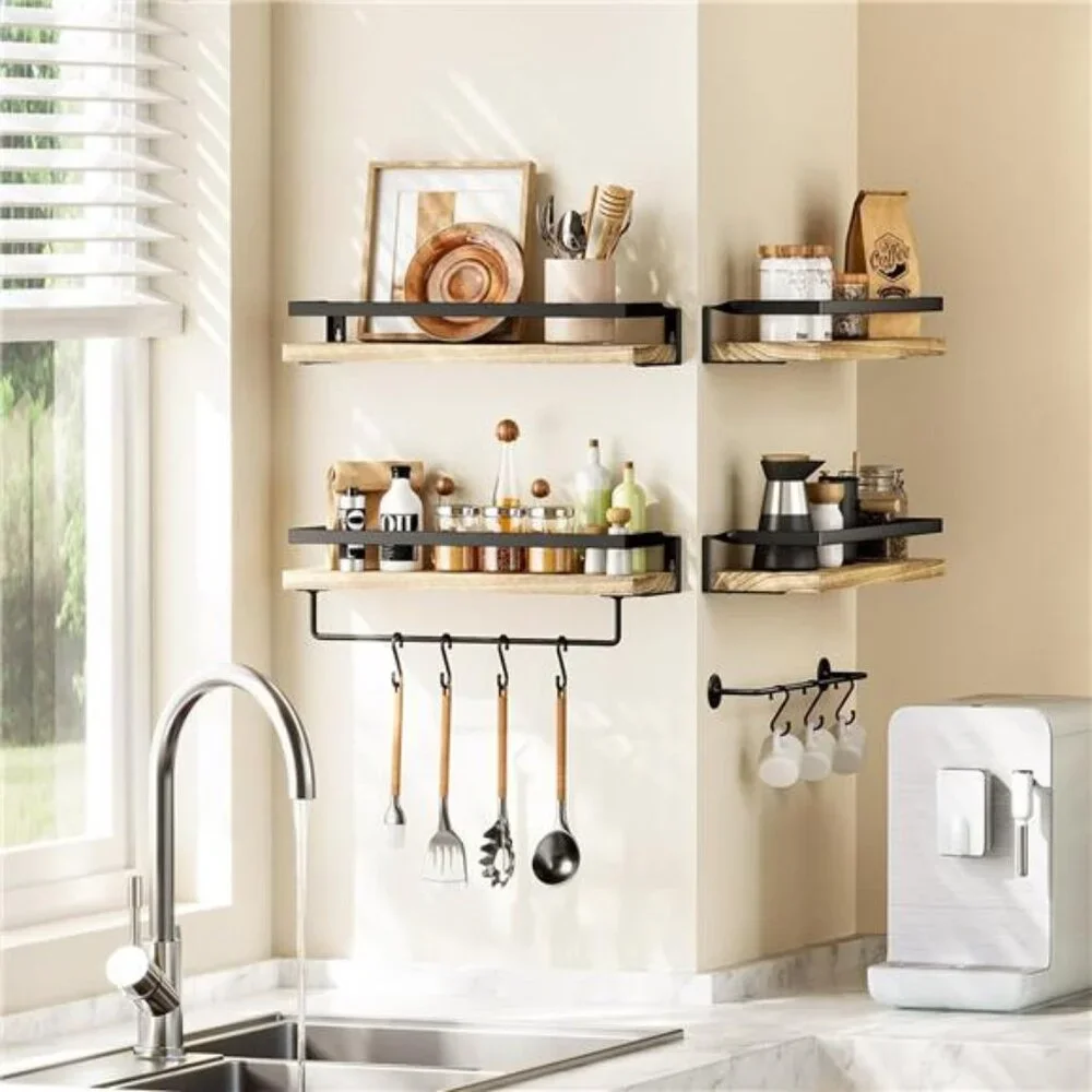 Bathroom Shelves with Towel Bar, Floating Shelves, Wall Shelves for Bathroom